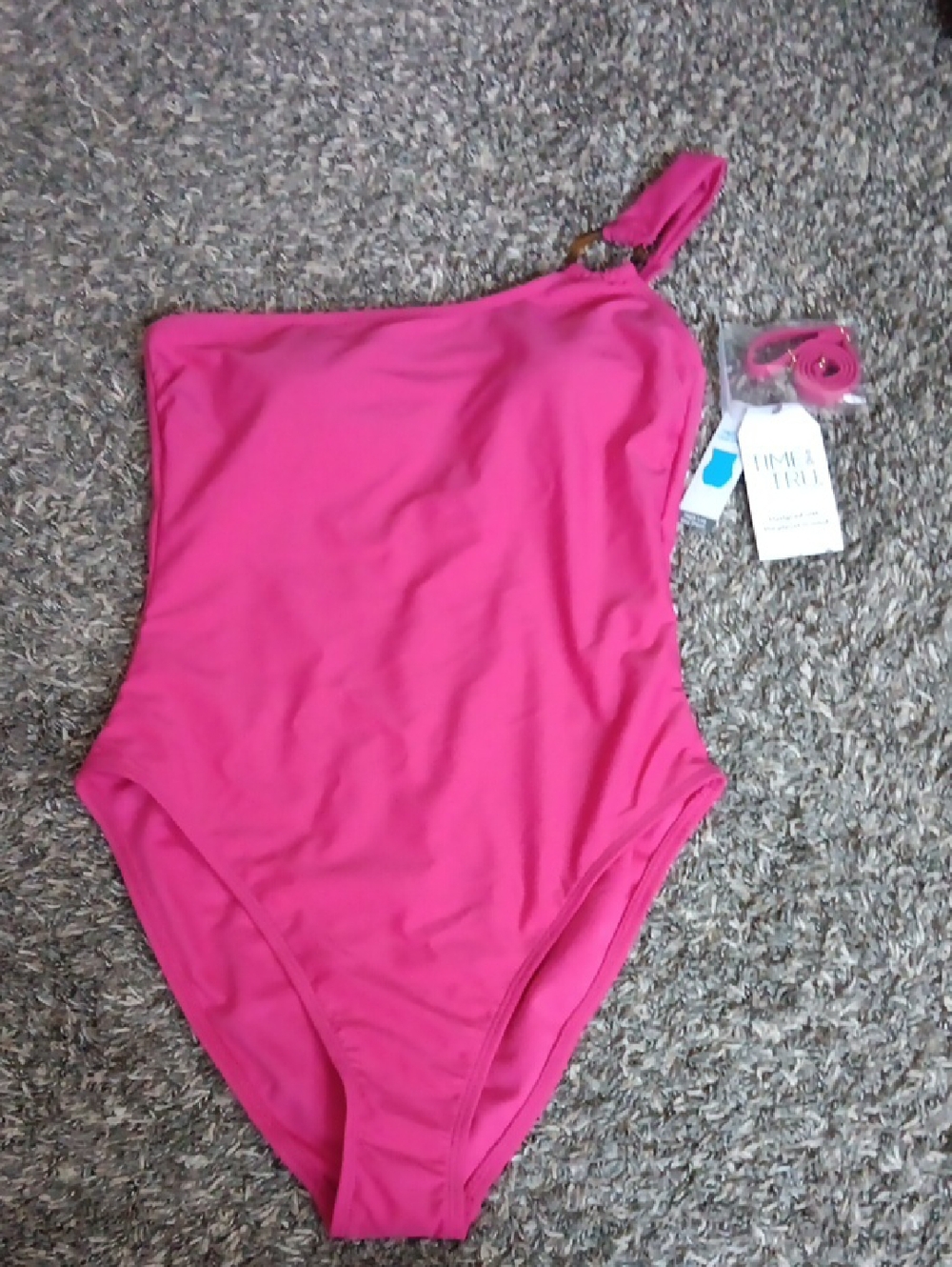 Time and Tru High Lwg 1-Piece Pink Swim Suit